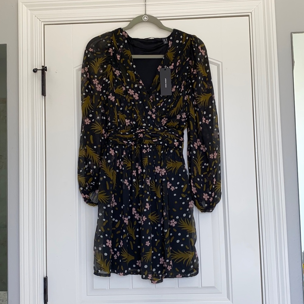 Black floral long sleeve dress